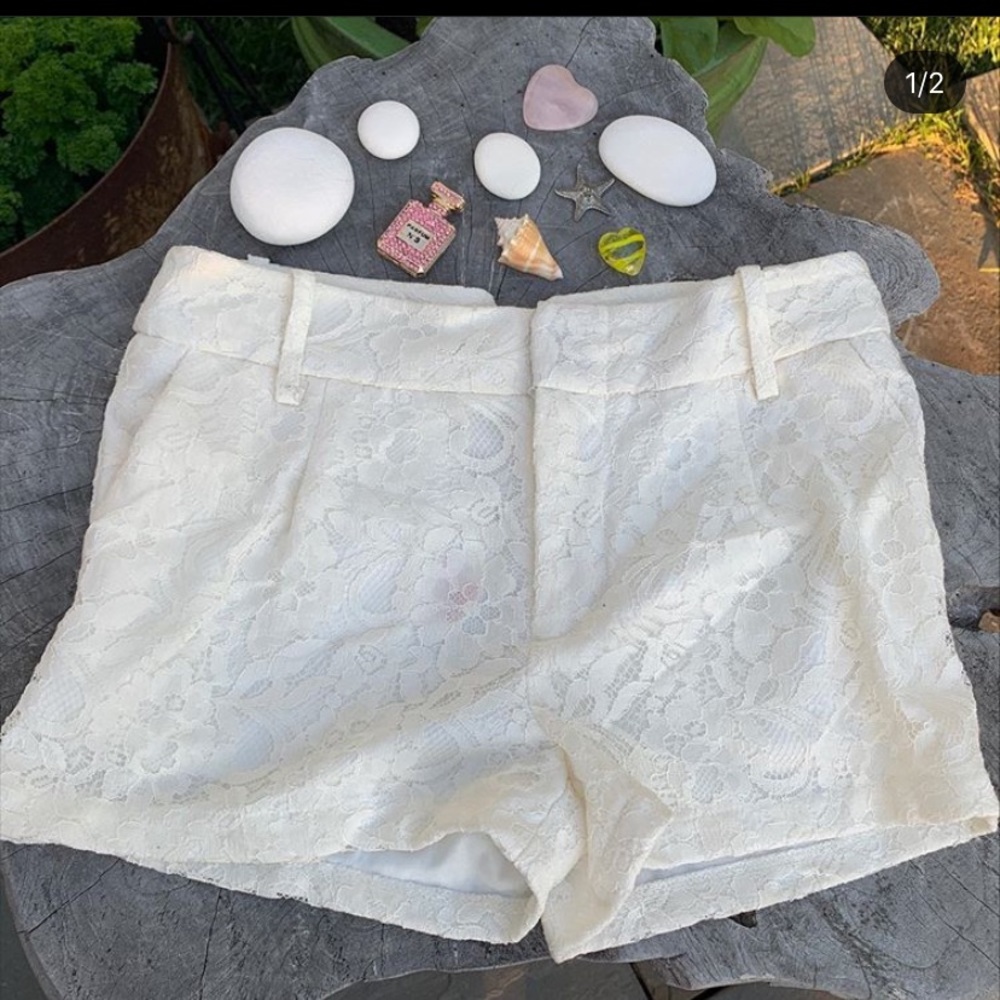 White lace shorts